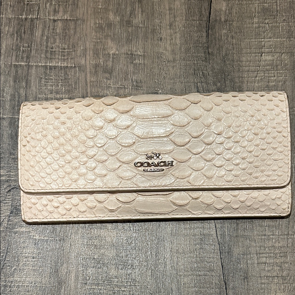 Coach Beige Python Embossed Wallet